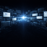 Concept image of GPT-5.4 processing large-scale context across code, documents, and data