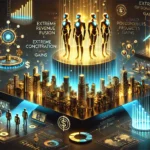 Editorial illustration showing a small group of leading companies capturing most of the economic gains from AI while the majority lag behind.