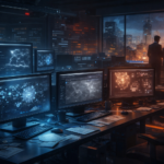 Editorial illustration of a game studio shutting down its AI division before the launch of a major open-world video game